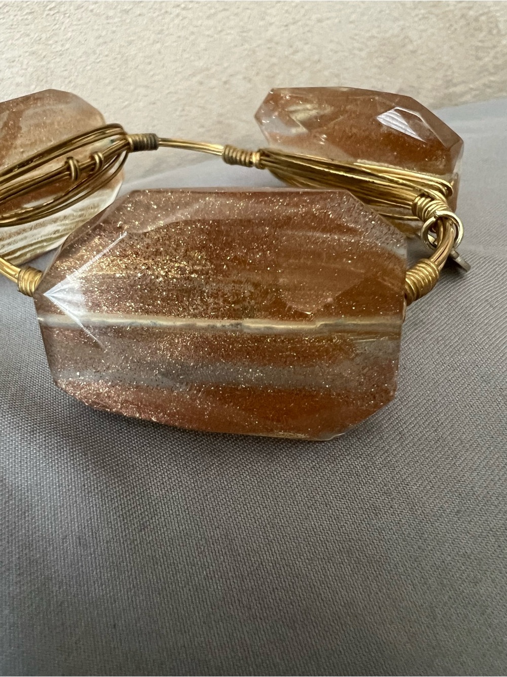 Bourbon & Bowties Goldtone Faceted Stone Corded Bracelet - Shimmery Brown & Gold
